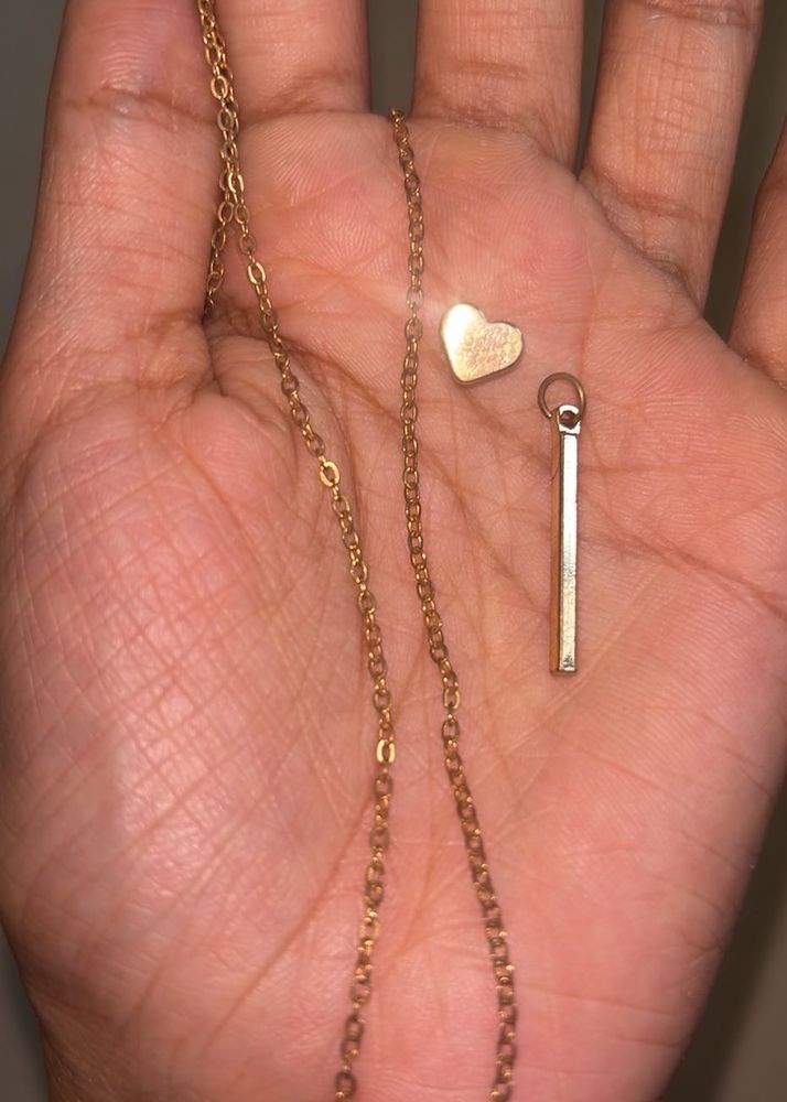 Golden Necklace with Heart and Pendant