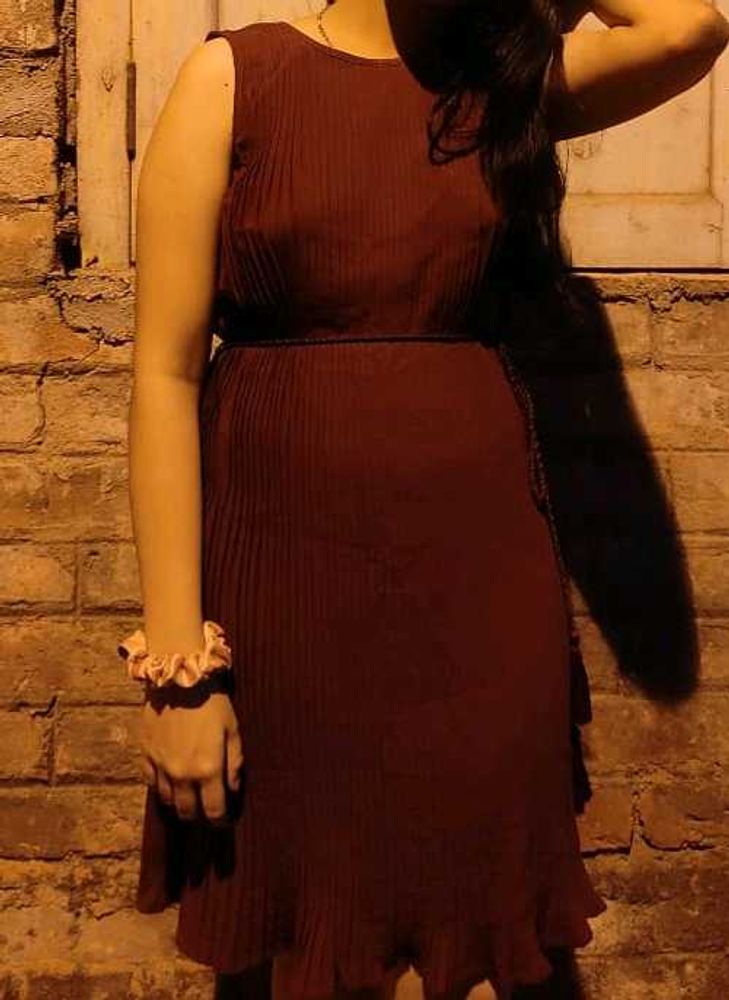 Burgundy Sleeveless Midi Dress