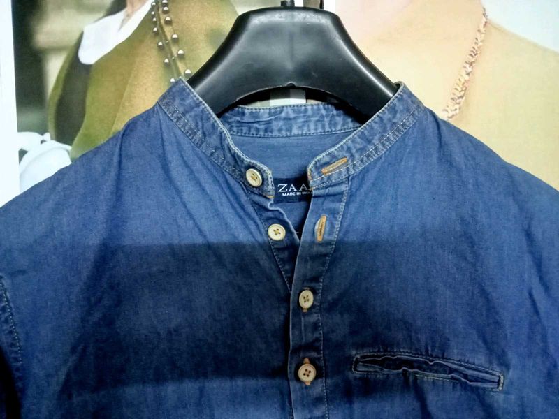 Denim Short Kurta Shirt