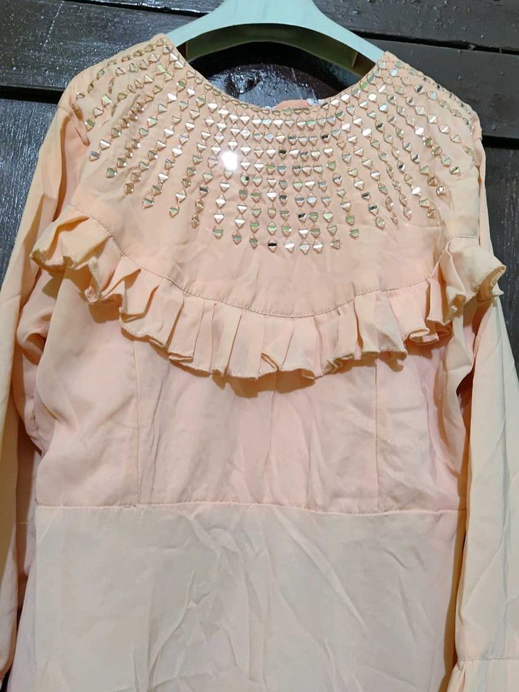 Peach Ruffled Dress