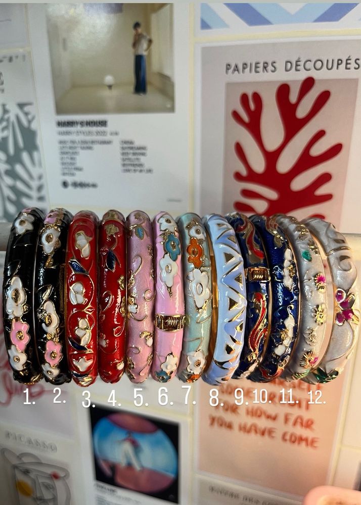 Floral Enamel Bangle Bracelet