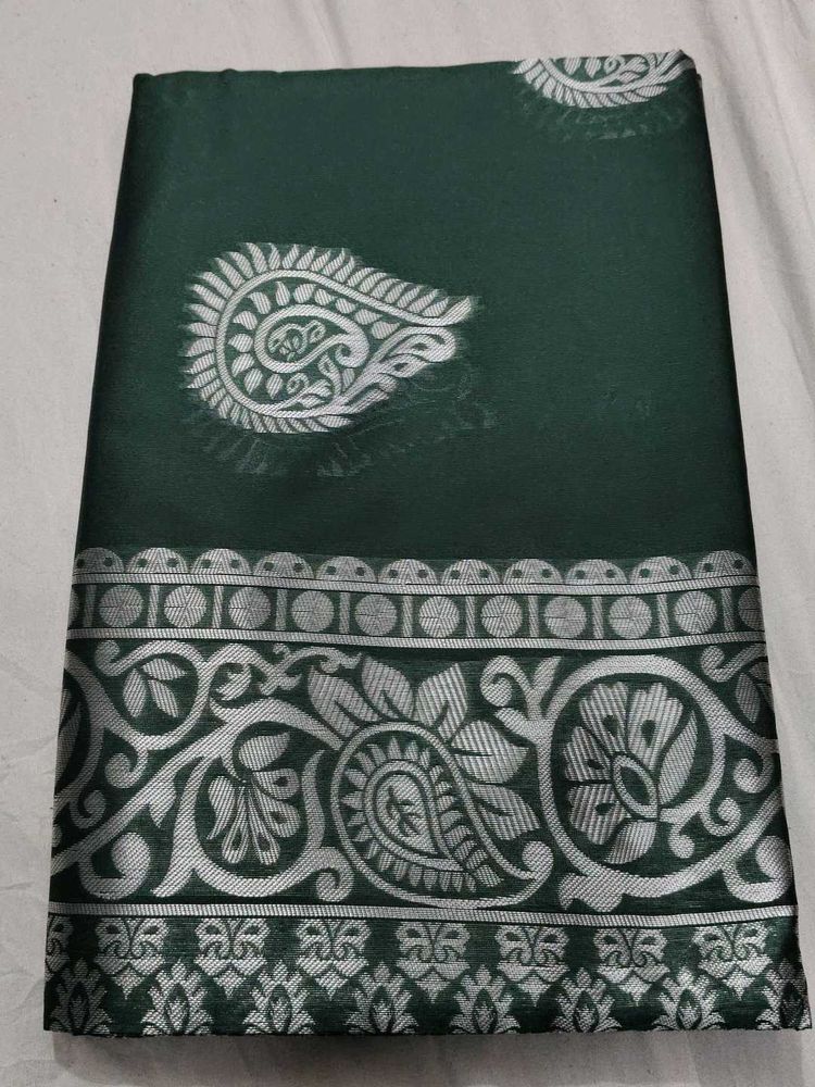 Elegant Green &amp; Silver Saree