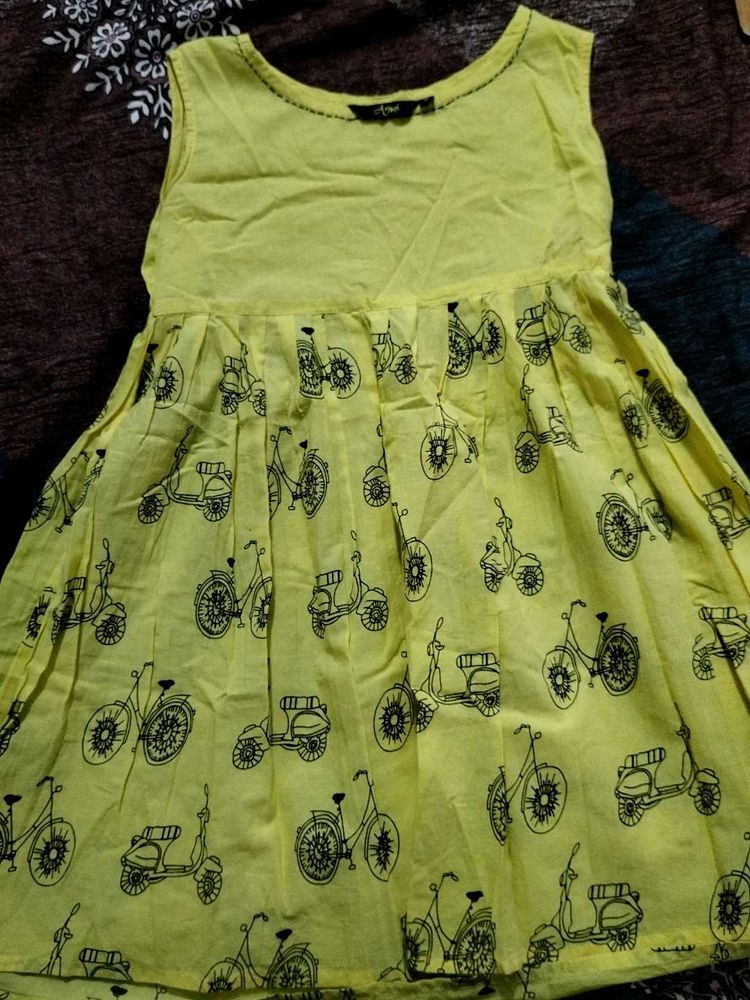 Cute Yellow Scooter Print Dress