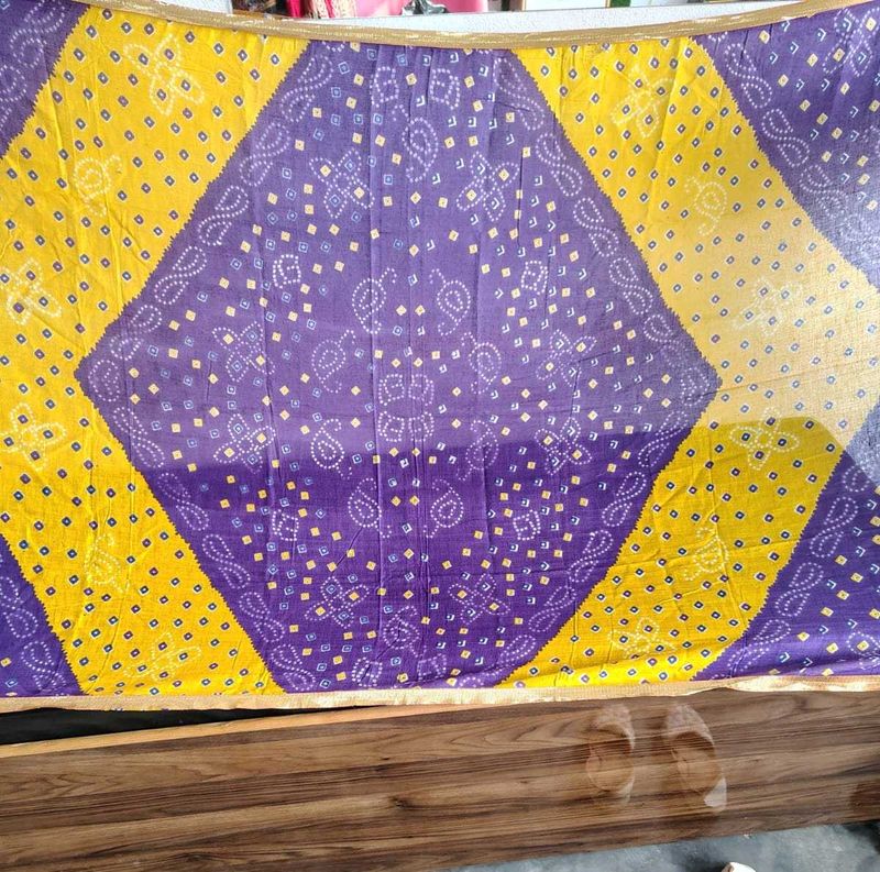 2 Bandhani Dupatta - Purple &amp; Yellow