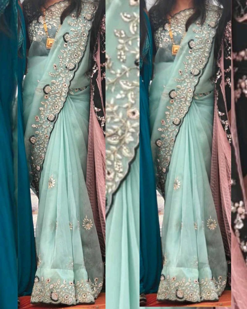 Elegant Embroidery Stone Work Saree