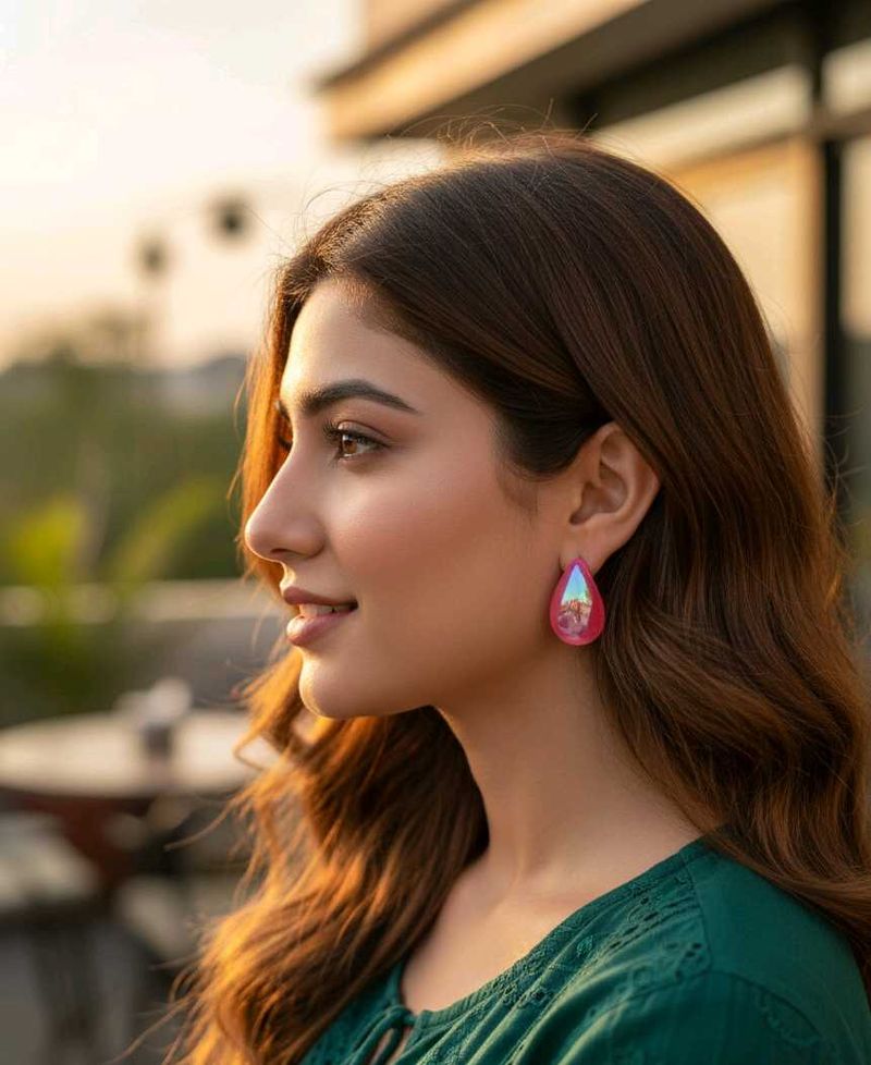 Chic Iridescent Pink Teardrop Stud Earrings