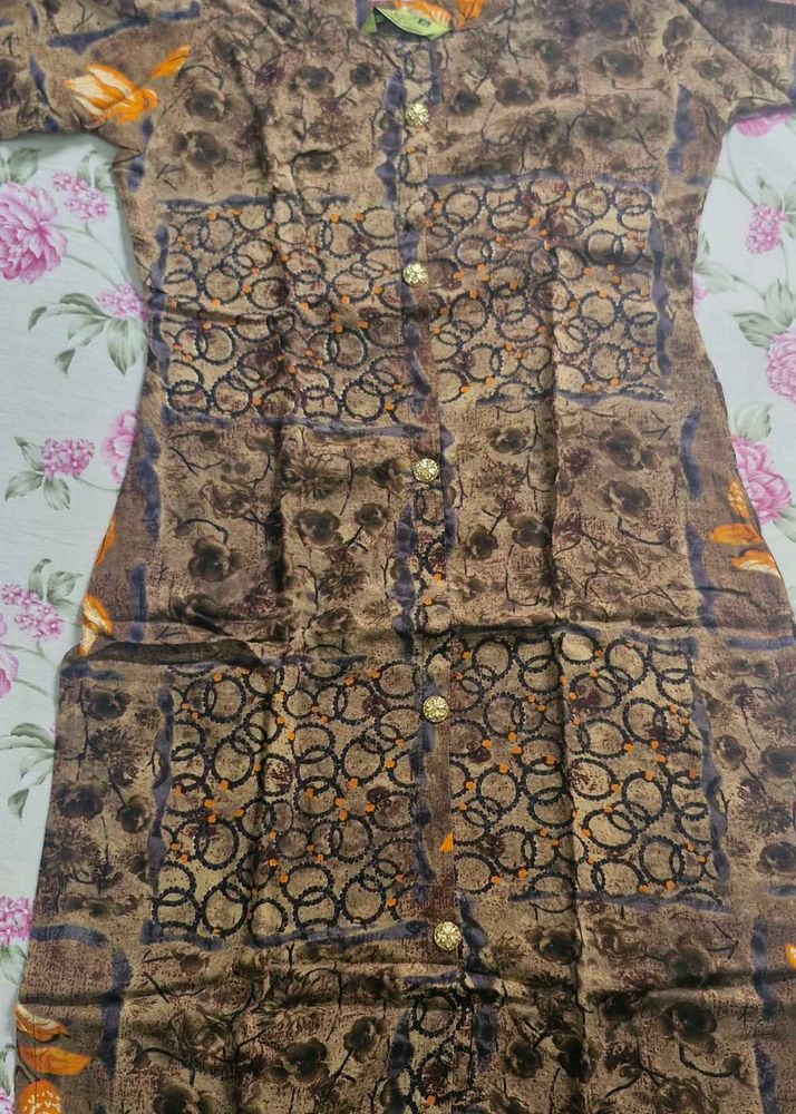 Brown Printed Kurta