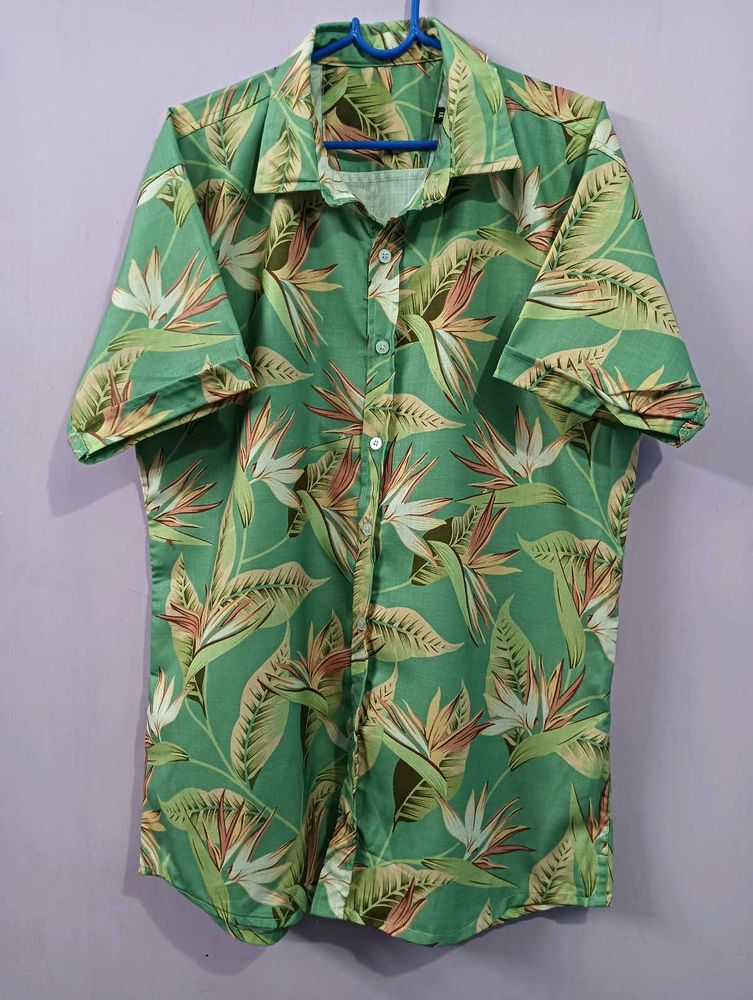 Green Floral Print Shirt