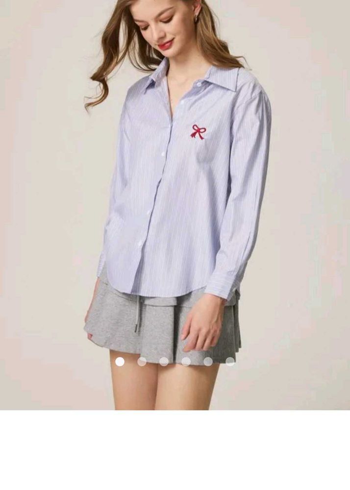 Striped Shirt w/ Bow Detail