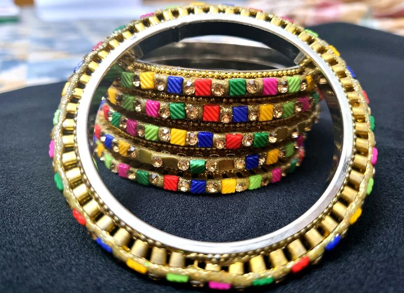 Colorful Beaded Bangles Set