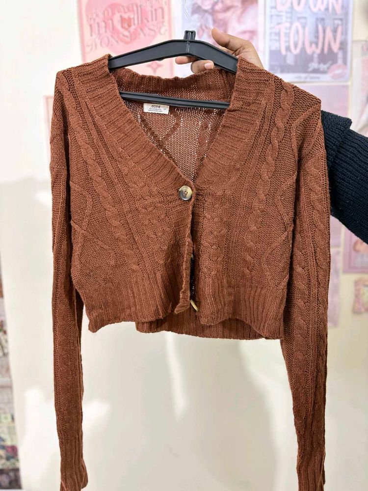 Brown Knit Cardigan