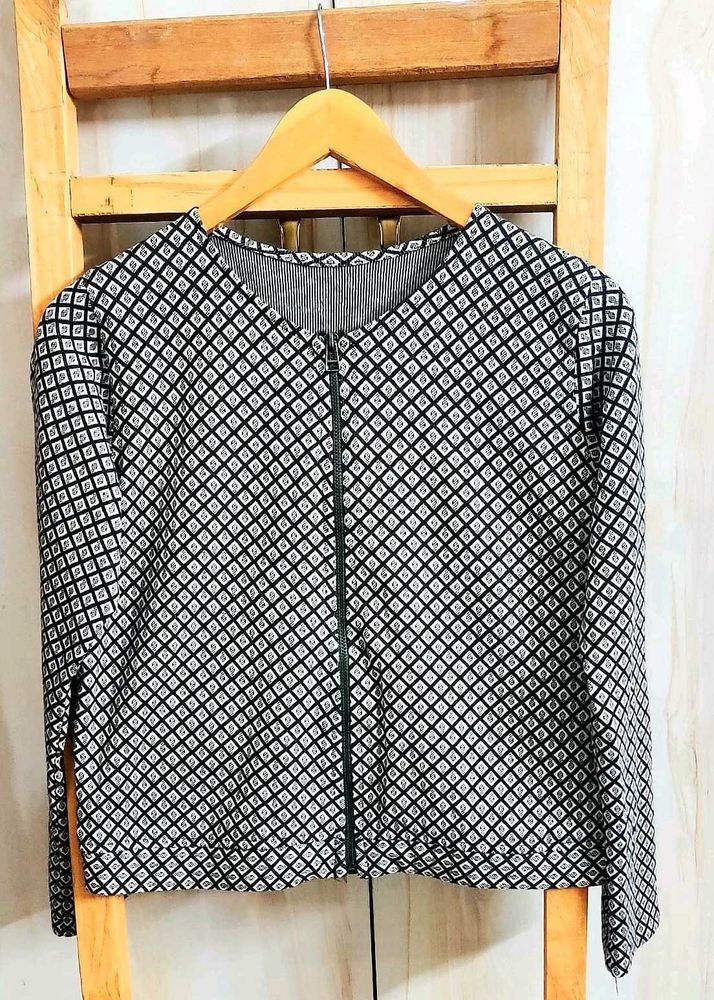 Patterned Zip-Up Jacket size-36