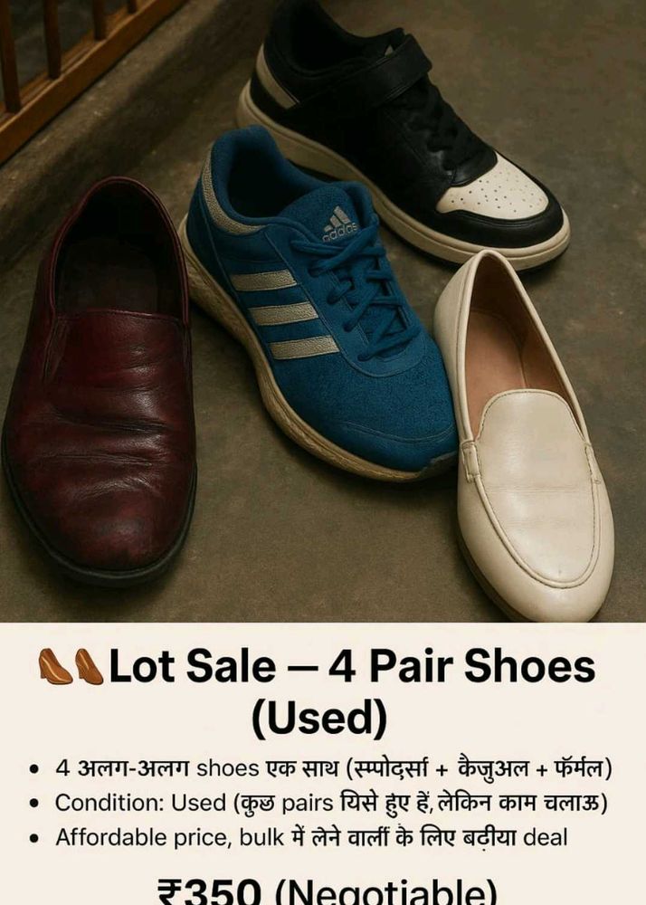 🥿👟 Lot Sale – 4 Pairs of Shoes (Used) 👞👟