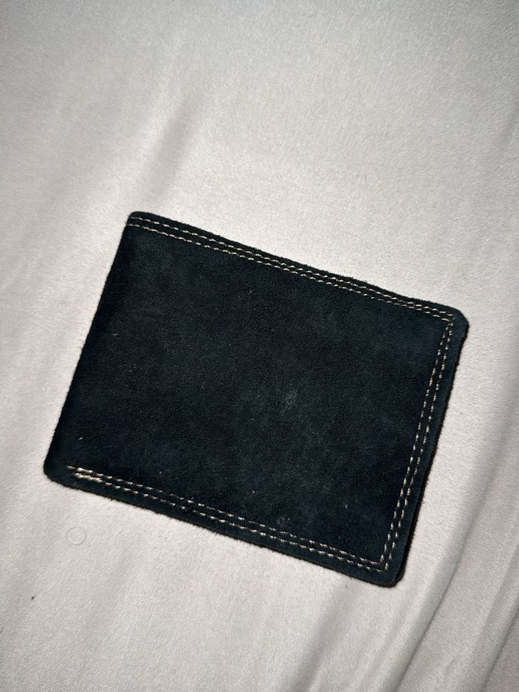 Suede Leather Black Wallet