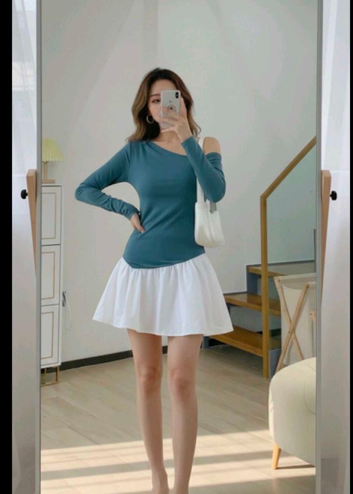 Stylish Two-Tone Mini Dress