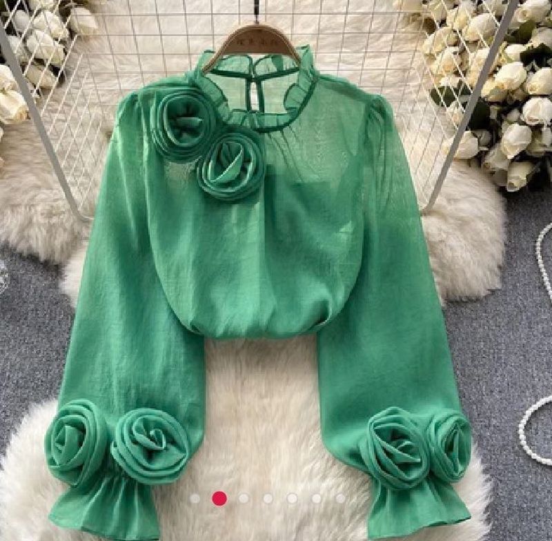 Elegant Green Floral Blouse