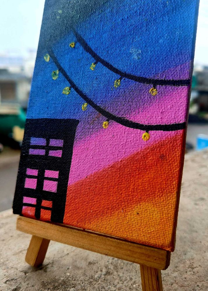 Mini Canvas Sunset Art – Hand-Painted Wall Decor