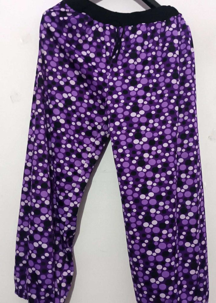 Purple Polka Dot Printed Trouser