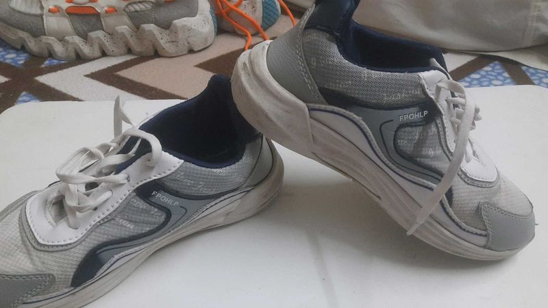 Gray &amp; White Fashion Sneakers