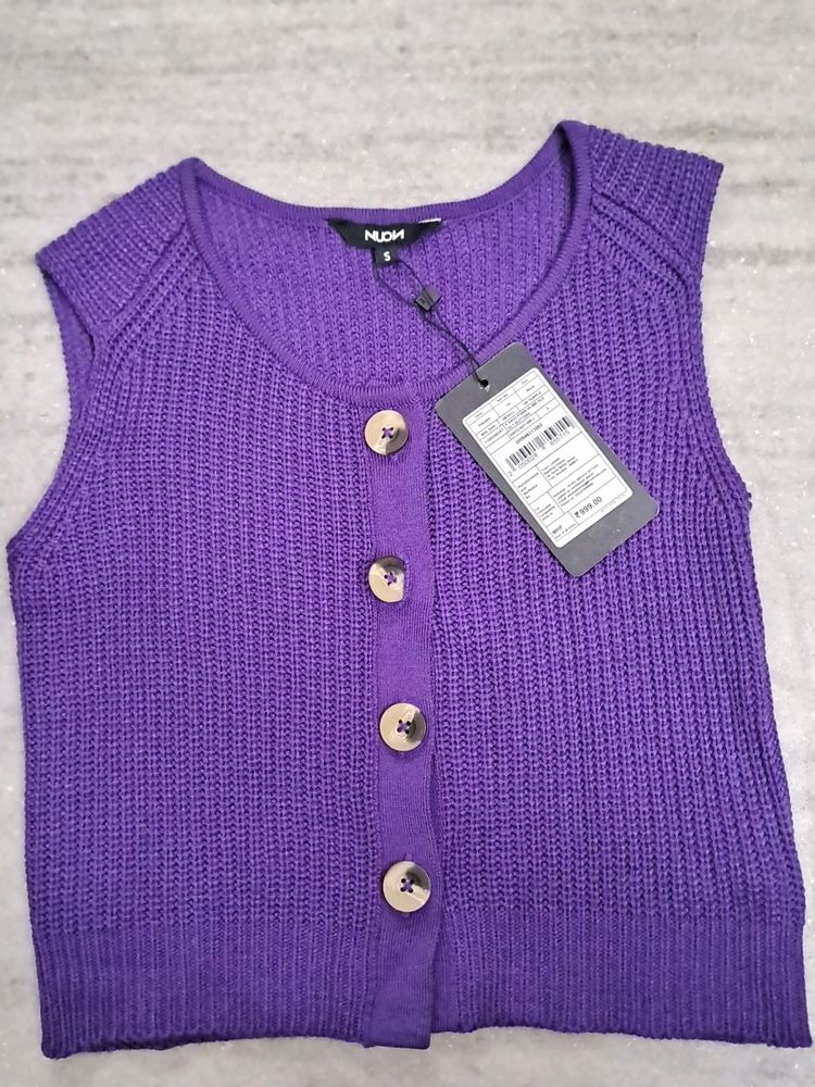 Nuon Cute Purple Ribbed Top/Vest Sweater