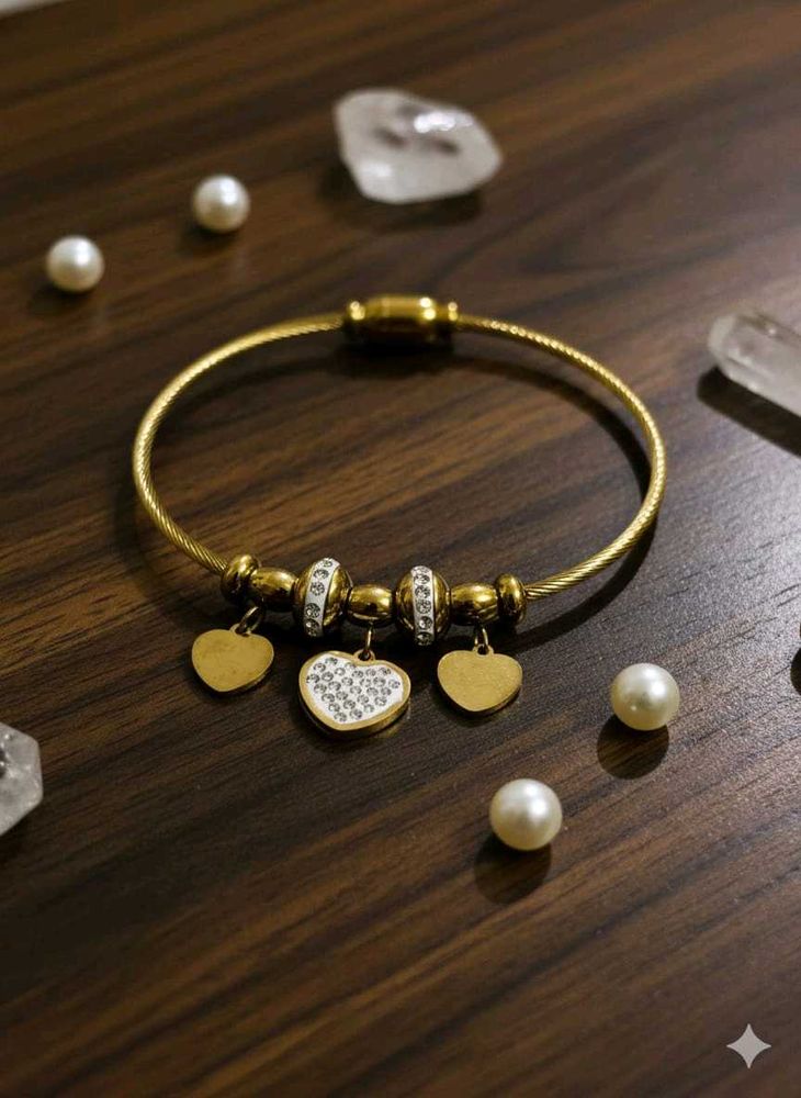 Heart Charm Bangle Bracelet