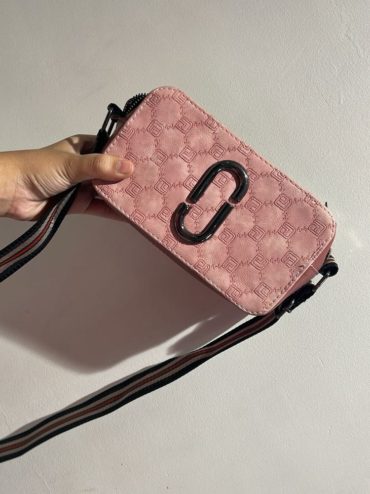 Pink Crossbody Bag with Graphic Pattern