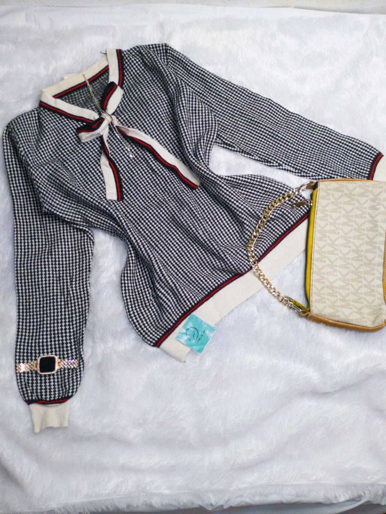 👉👈Chic Plaid Bow-Tie Top👉👈