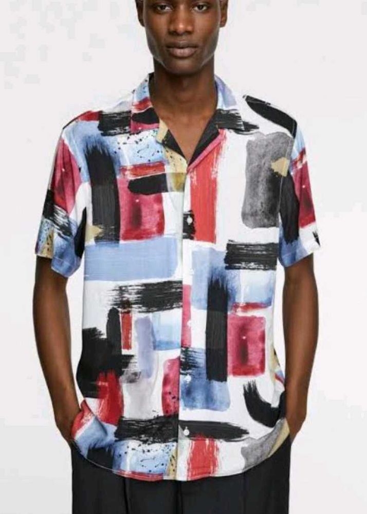 Zara Print Paint Stroke Shirt