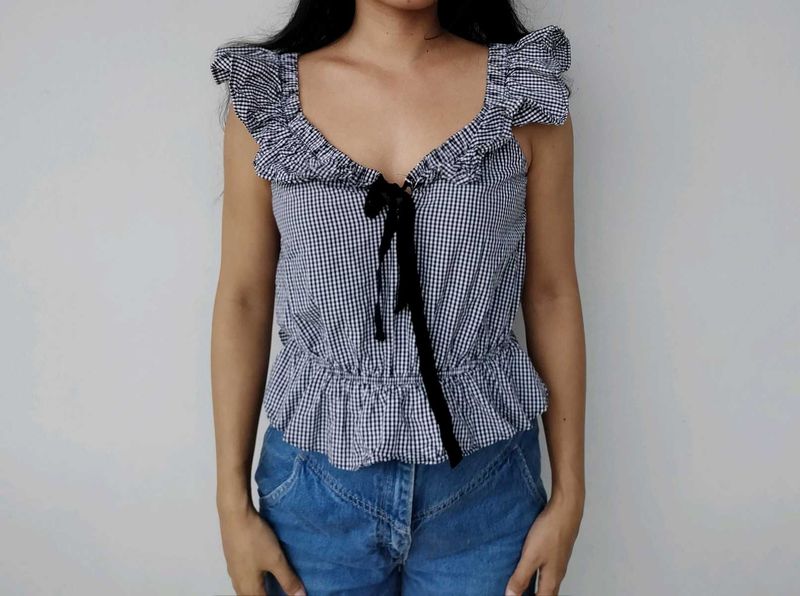 Gingham Ruffle Top