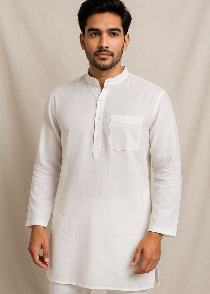 Men&#39;s White Kurta | 42 Inch | Chest - 56 In