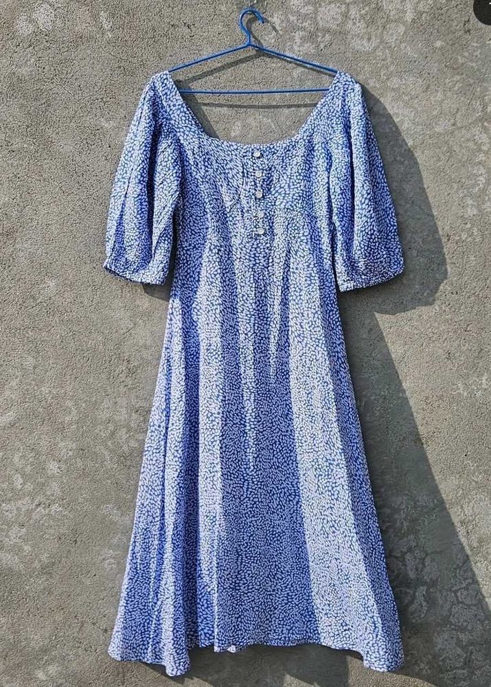Blue Ditsy Print Dress