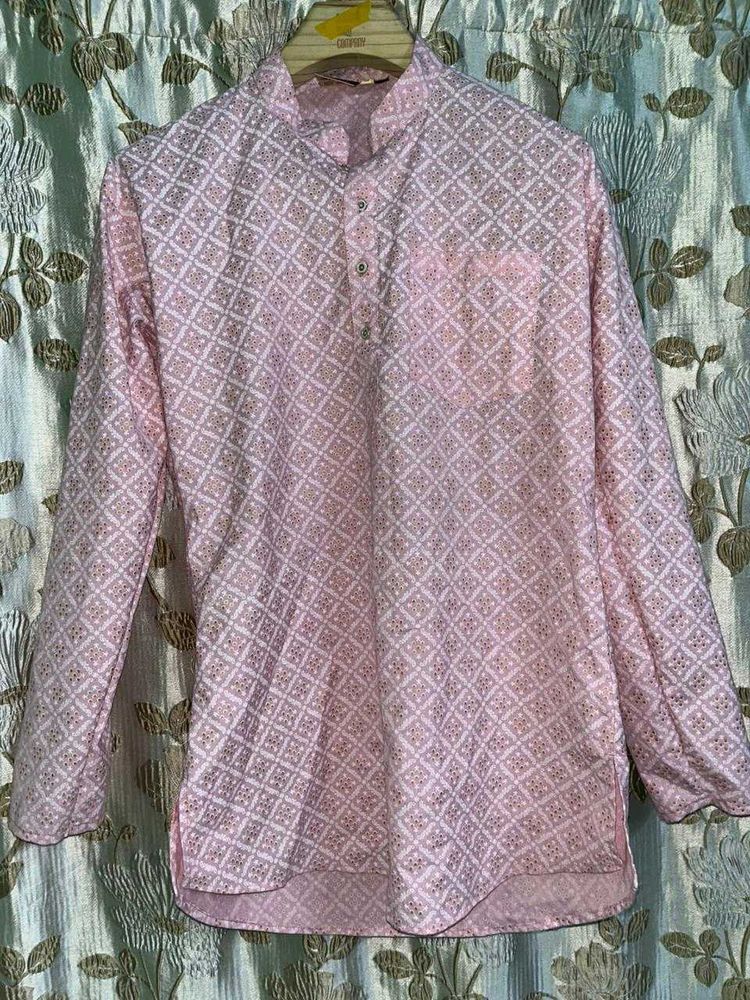 Stylish Pink Patterned Kurta