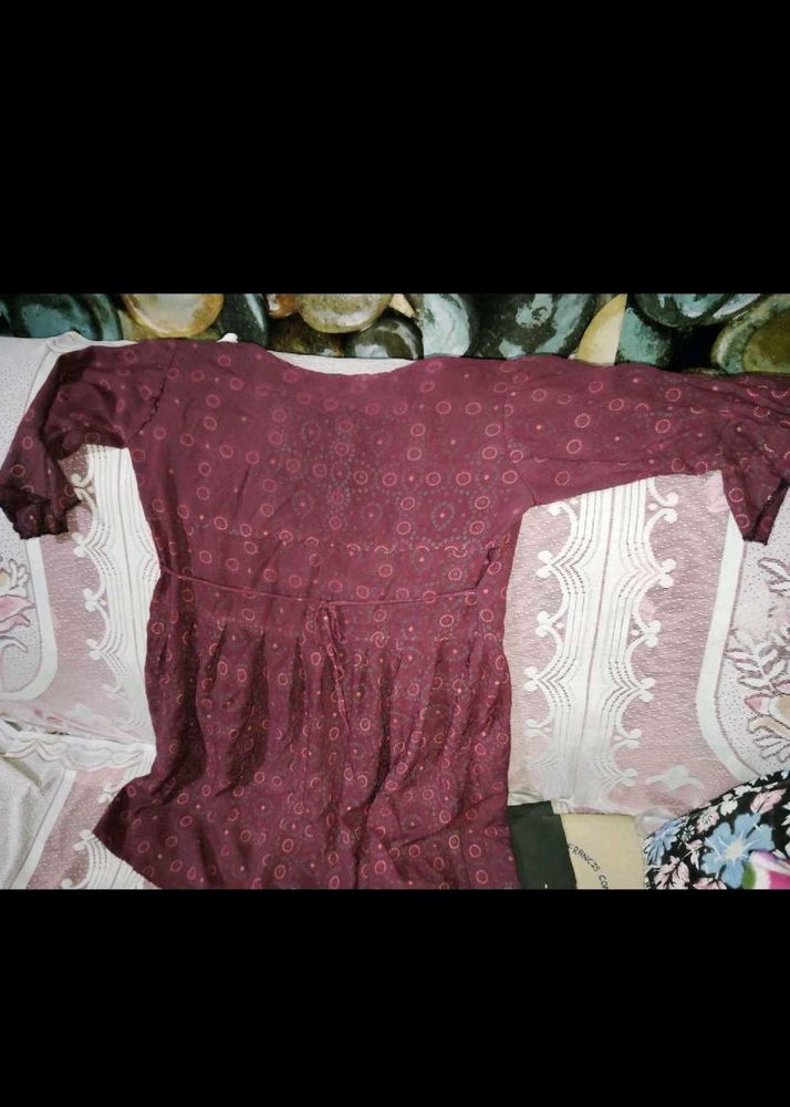 cords set Maroon Dress with Subtle Details