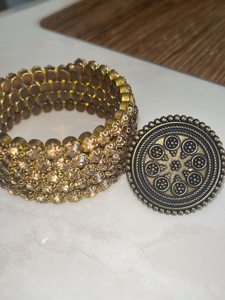 Gold Tone Bracelet &amp; Ring