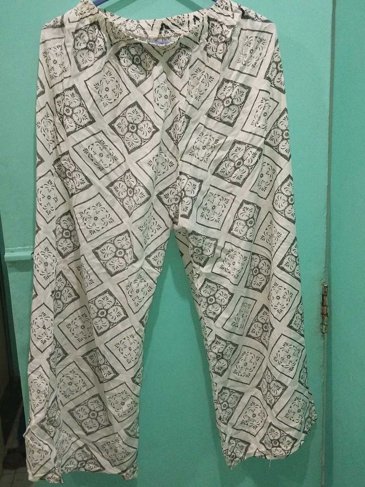 Patterned Wide Leg Pants