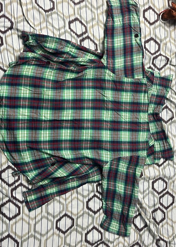 Green Checked Shirt Multicoloured