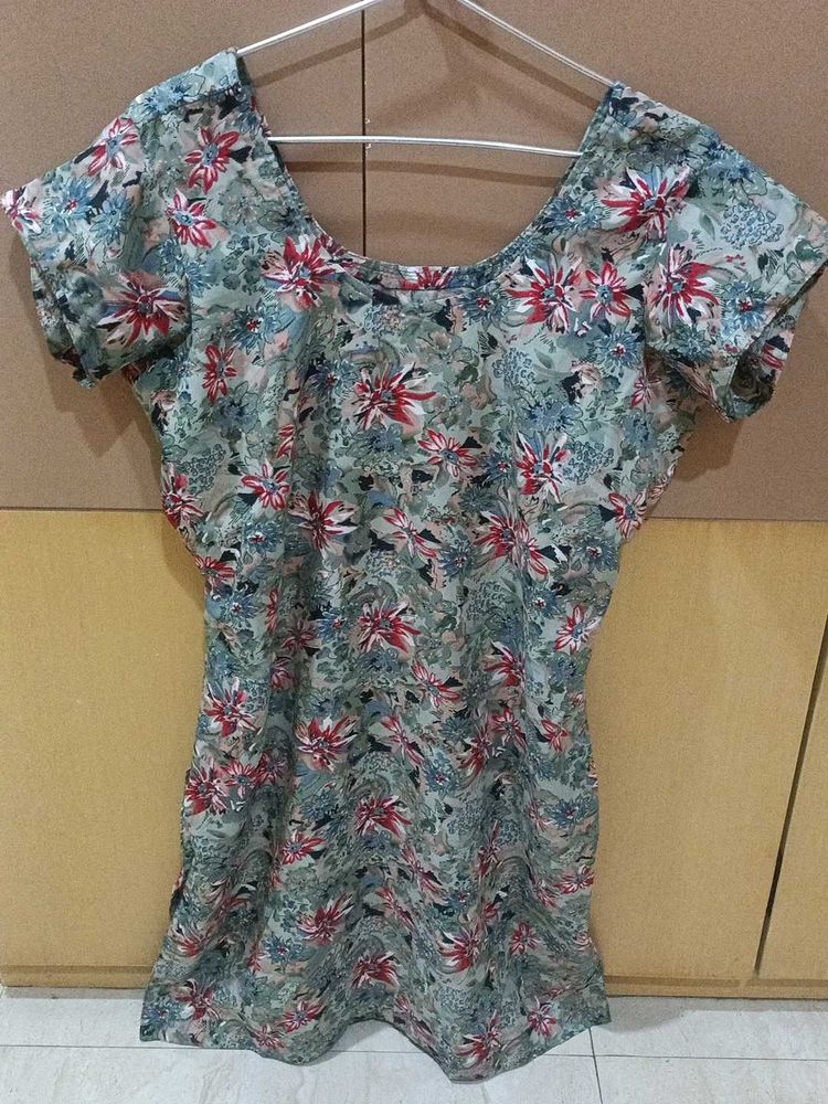 Floral Print Multicolour Kurti