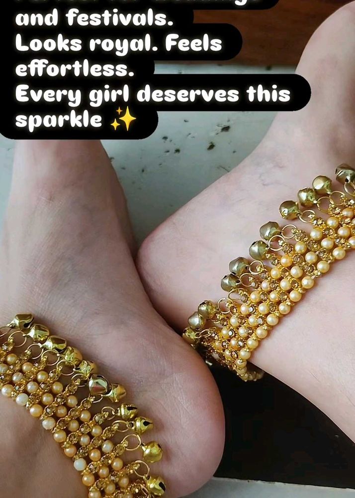 Golden Anklets with Ghunghroos