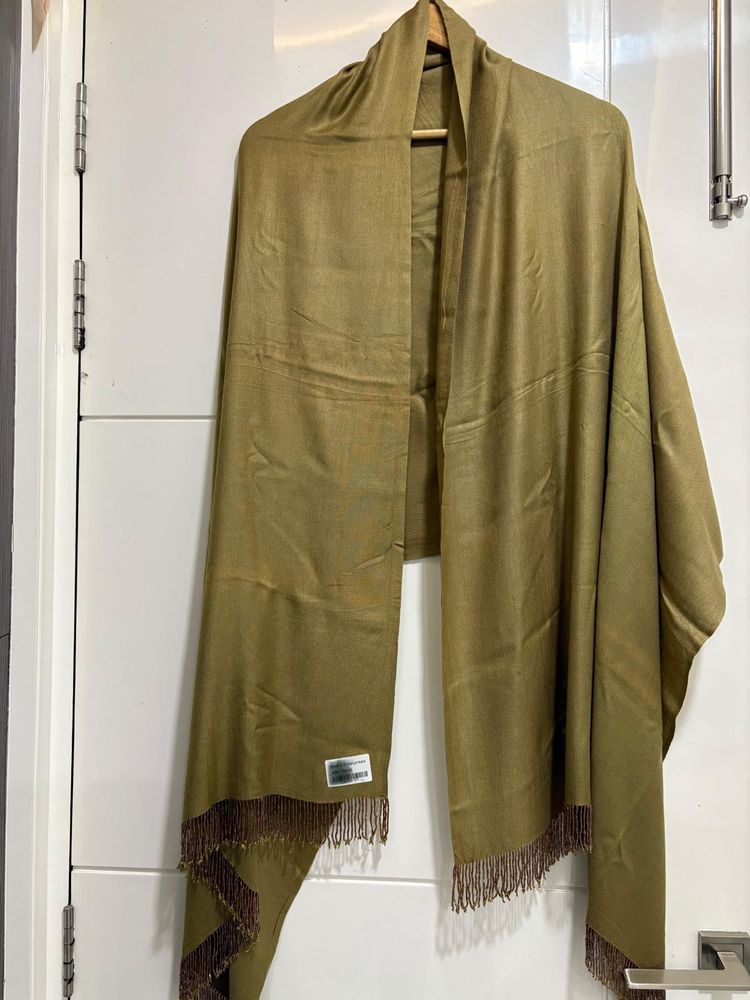 Beige Stole With Fringes