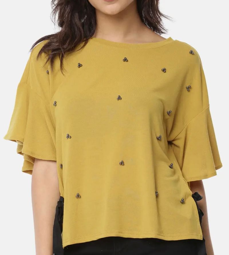 Mustard Yellow Embellished Top
