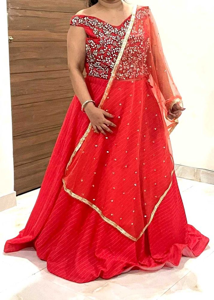 🔥 Carrot colour off shoulder lahenga 🔥