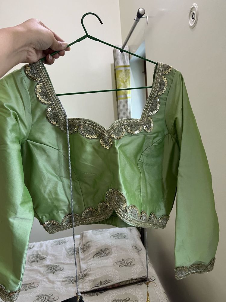 Green Embellished Blouse