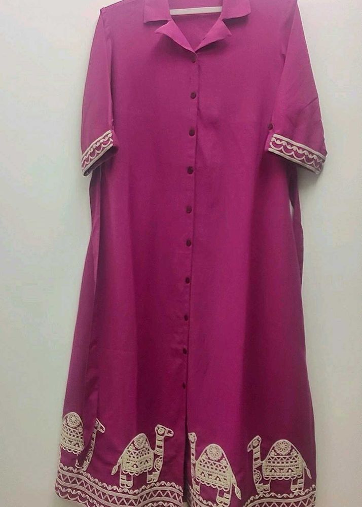 Magenta Dress with Embroidery