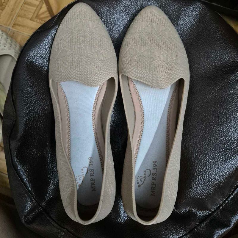 Beige Slip-On Ballerina Flats