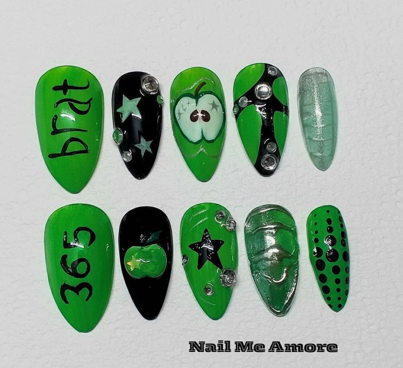 Press on nails green apple