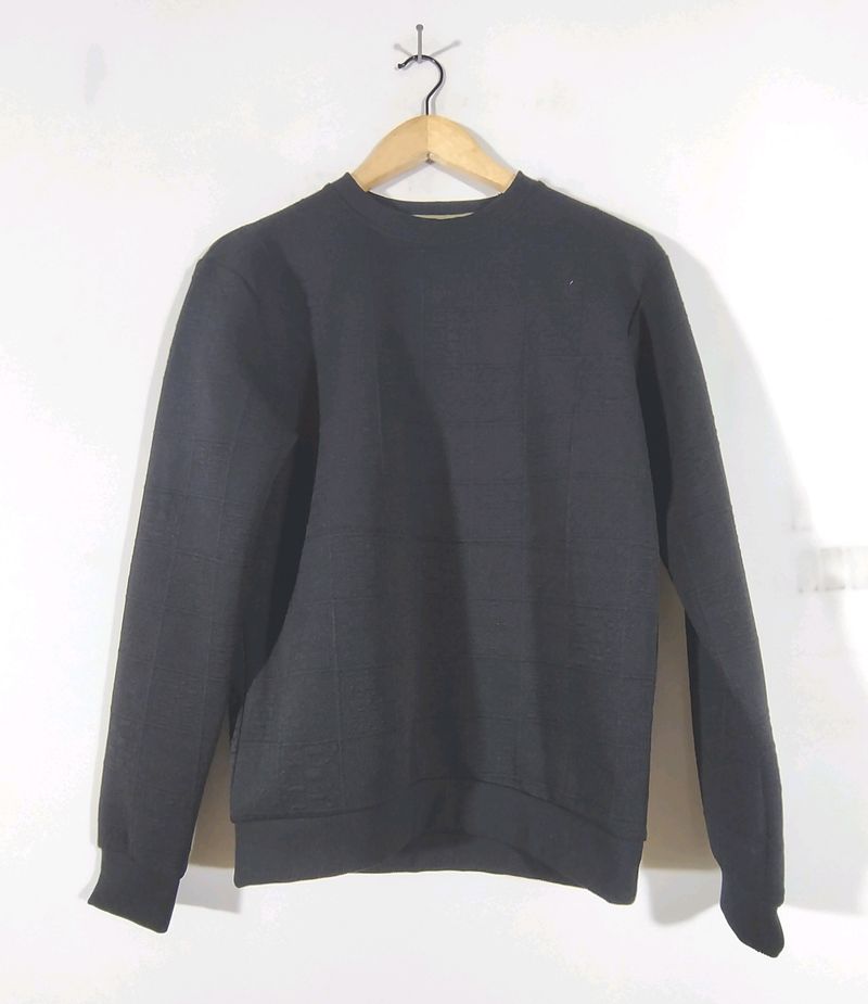 Snitch Black Textured Sweatshirt