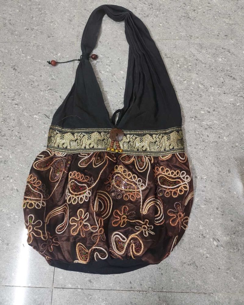 Boho/Hippie Embrodied Cotton Blend Shoulder Bag
