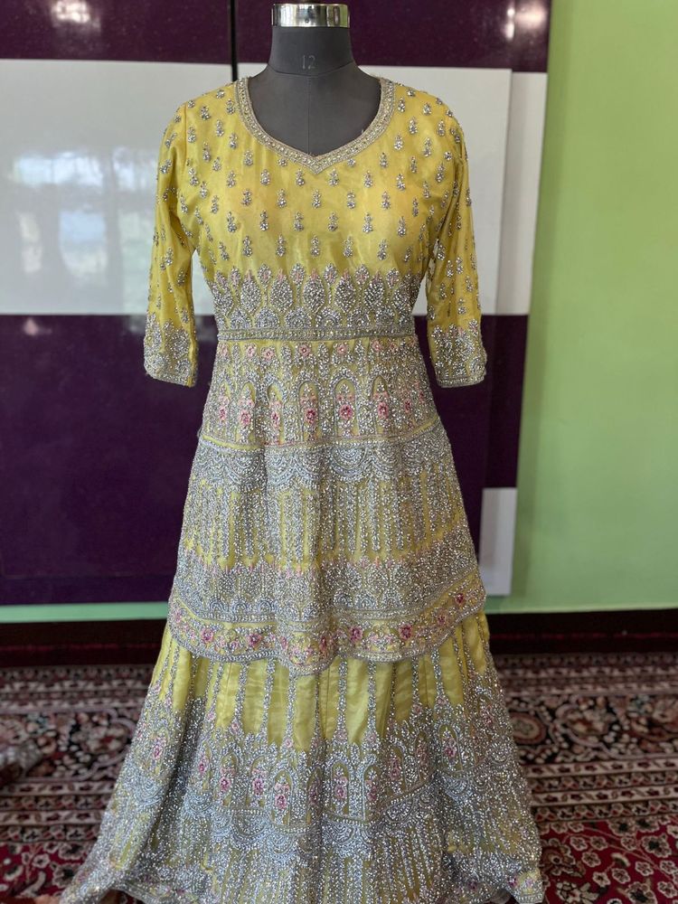 Elegant Yellow Embroidered dress