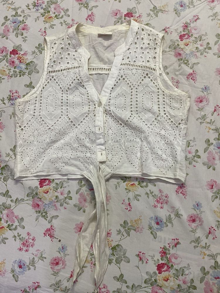 Elegant White Cut Out Top