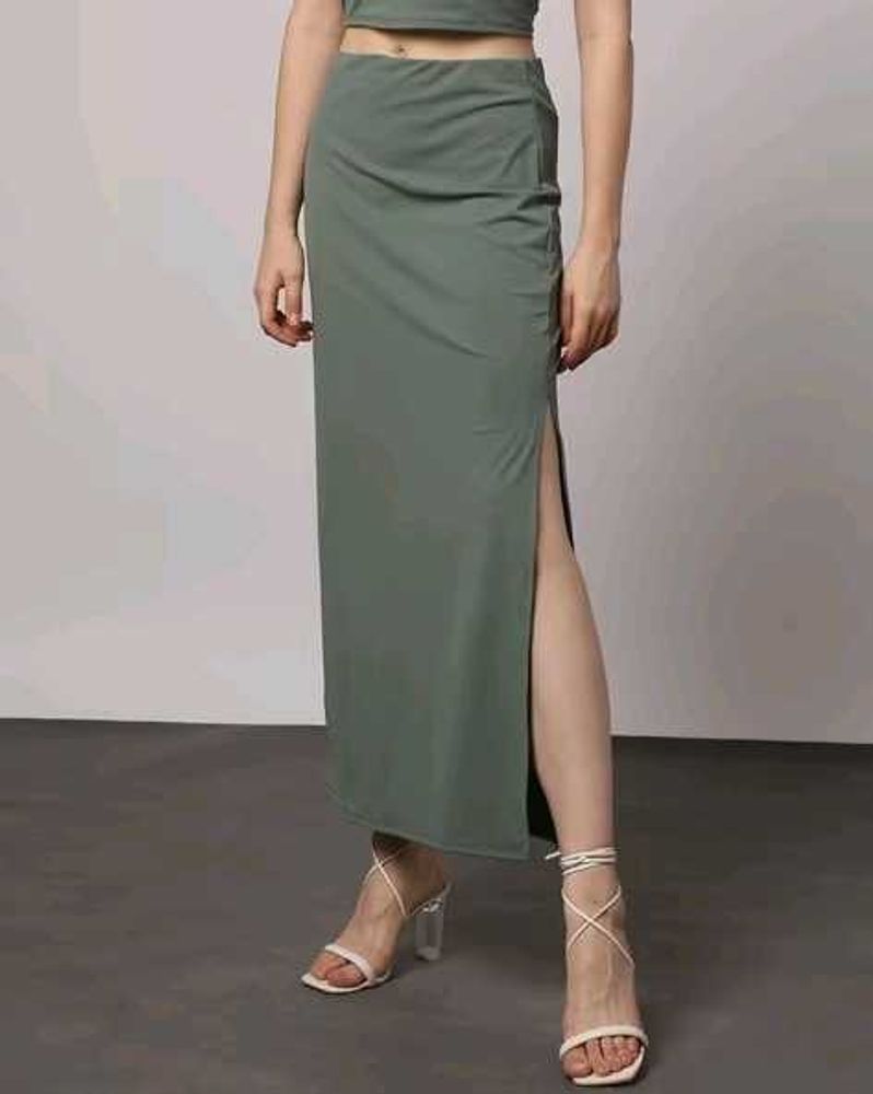 Slit Midi Skirt Green Outryt